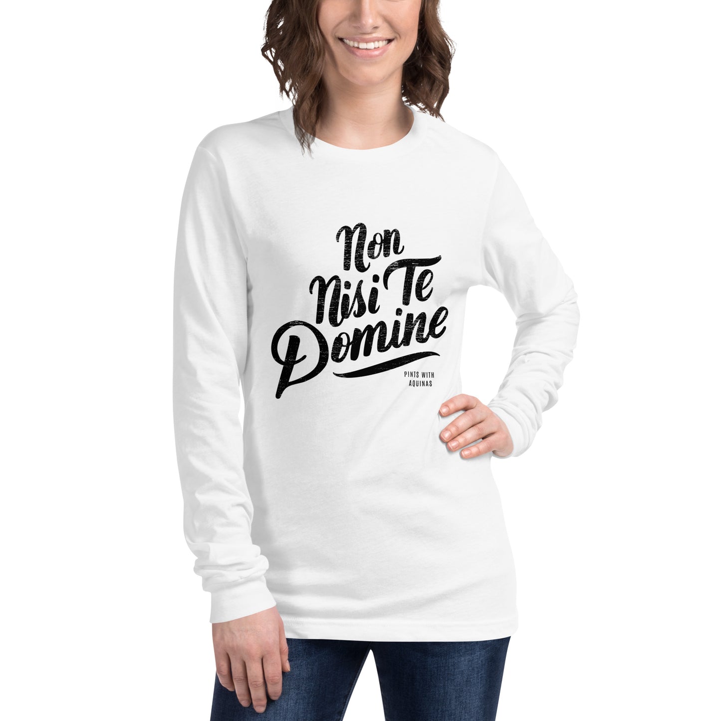 Non Nisi Te Domine Long Sleeve Tee (White)
