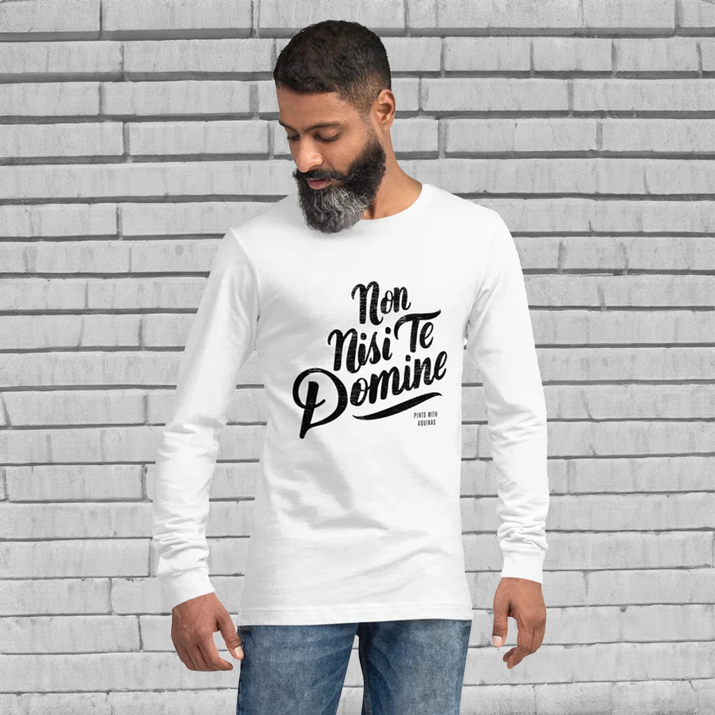 Non Nisi Te Domine Long Sleeve Tee (White)