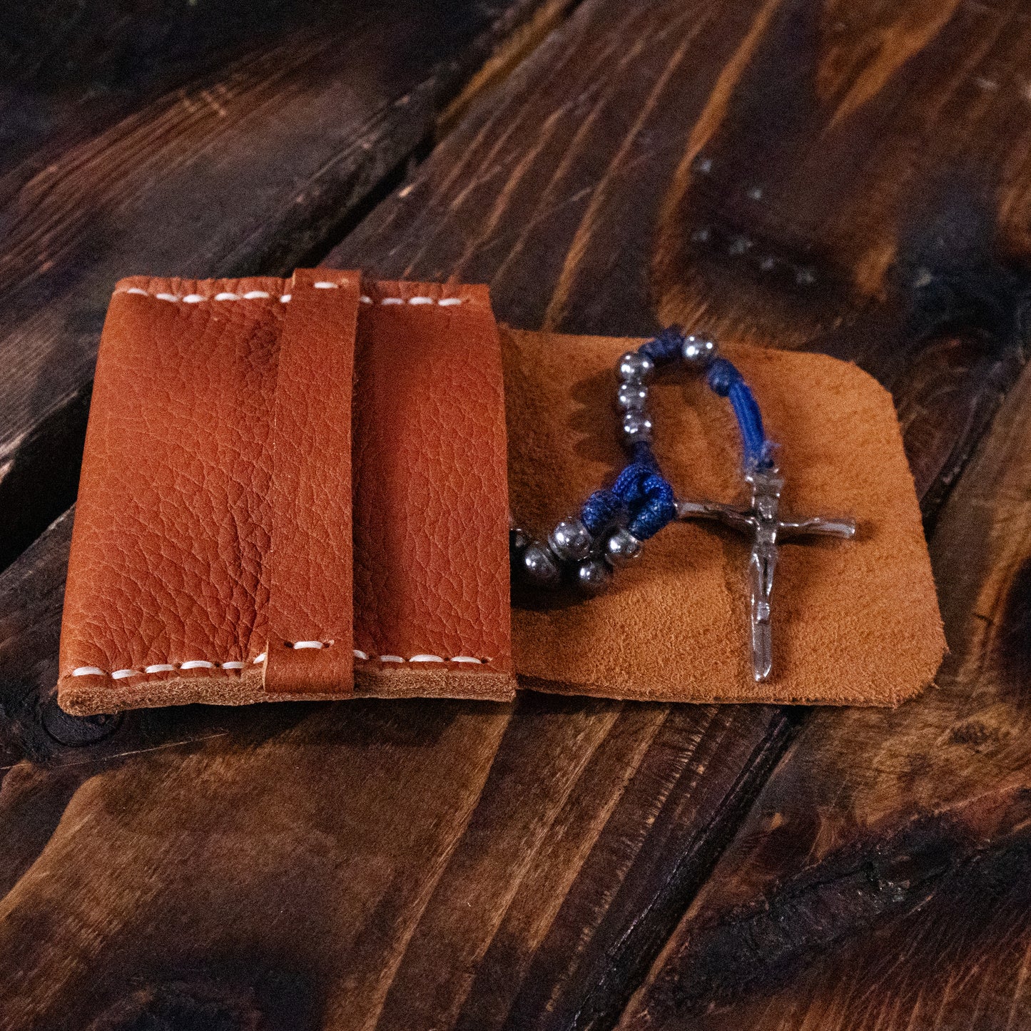 Premium Leather Rosary Pouch (Cardinal)